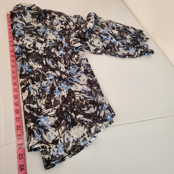 The Kooples Paris Womens Blue White Metallic Fitted Button Front Shirt Size 2 - Picture 5 of 7